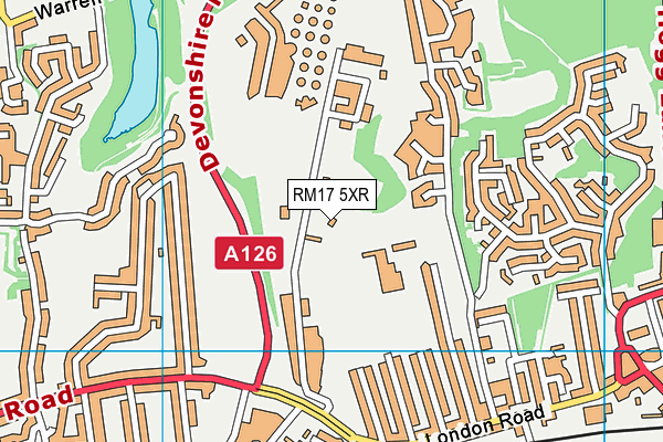 RM17 5XR map - OS VectorMap District (Ordnance Survey) RM17 5XR map - OS VectorMap District (Ordnance Survey)