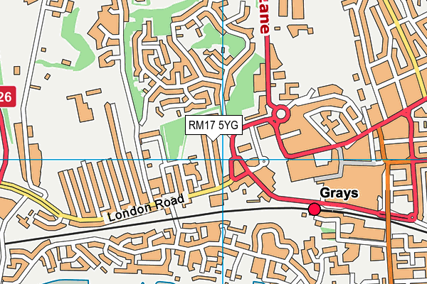 RM17 5YG map - OS VectorMap District (Ordnance Survey)