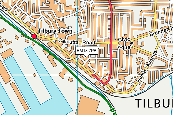 RM18 7PB map - OS VectorMap District (Ordnance Survey) RM18 7PB map - OS VectorMap District (Ordnance Survey)