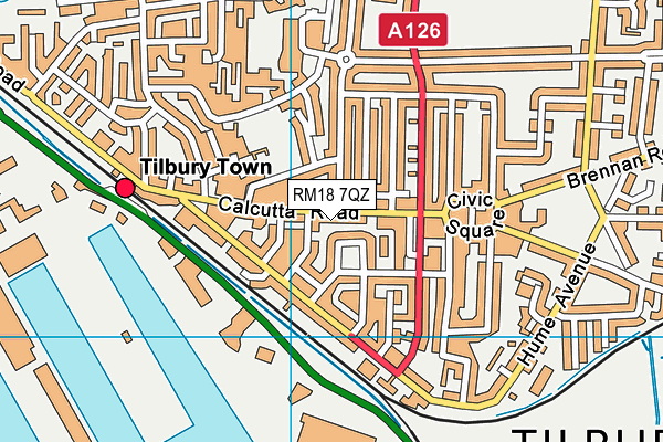 RM18 7QZ map - OS VectorMap District (Ordnance Survey) RM18 7QZ map - OS VectorMap District (Ordnance Survey)