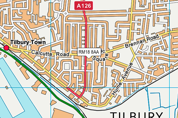 RM18 8AA map - OS VectorMap District (Ordnance Survey) RM18 8AA map - OS VectorMap District (Ordnance Survey)
