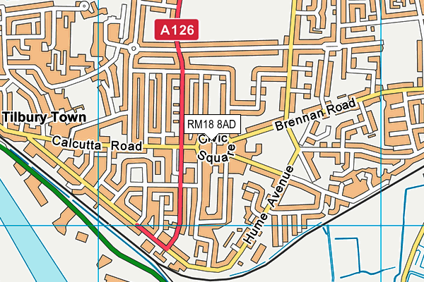 RM18 8AD map - OS VectorMap District (Ordnance Survey) RM18 8AD map - OS VectorMap District (Ordnance Survey)