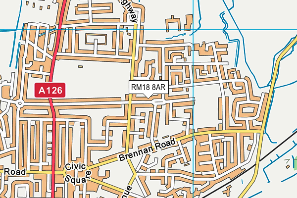RM18 8AR map - OS VectorMap District (Ordnance Survey) RM18 8AR map - OS VectorMap District (Ordnance Survey)