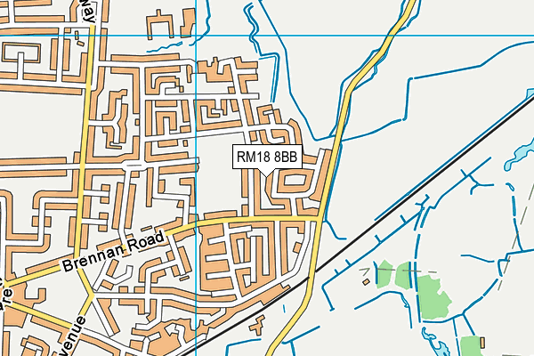 RM18 8BB map - OS VectorMap District (Ordnance Survey)