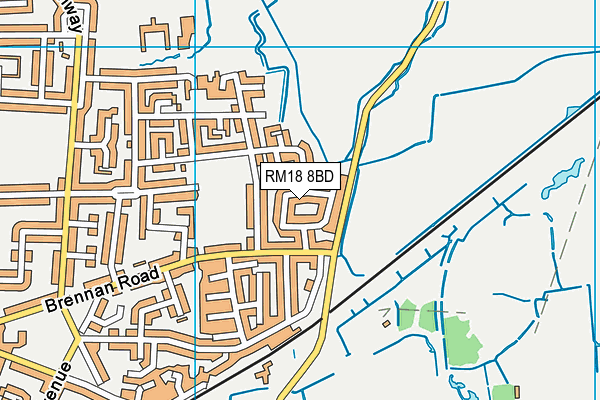 RM18 8BD map - OS VectorMap District (Ordnance Survey) RM18 8BD map - OS VectorMap District (Ordnance Survey)