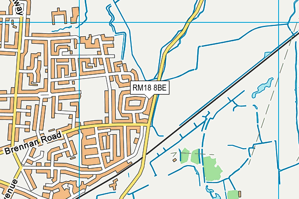 RM18 8BE map - OS VectorMap District (Ordnance Survey) RM18 8BE map - OS VectorMap District (Ordnance Survey)