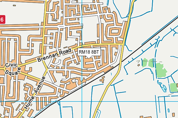 RM18 8BT map - OS VectorMap District (Ordnance Survey) RM18 8BT map - OS VectorMap District (Ordnance Survey)