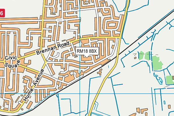 RM18 8BX map - OS VectorMap District (Ordnance Survey) RM18 8BX map - OS VectorMap District (Ordnance Survey)