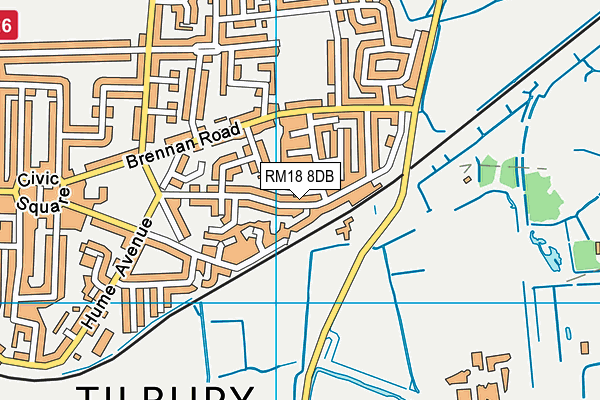 RM18 8DB map - OS VectorMap District (Ordnance Survey) RM18 8DB map - OS VectorMap District (Ordnance Survey)