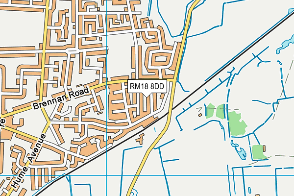 RM18 8DD map - OS VectorMap District (Ordnance Survey) RM18 8DD map - OS VectorMap District (Ordnance Survey)