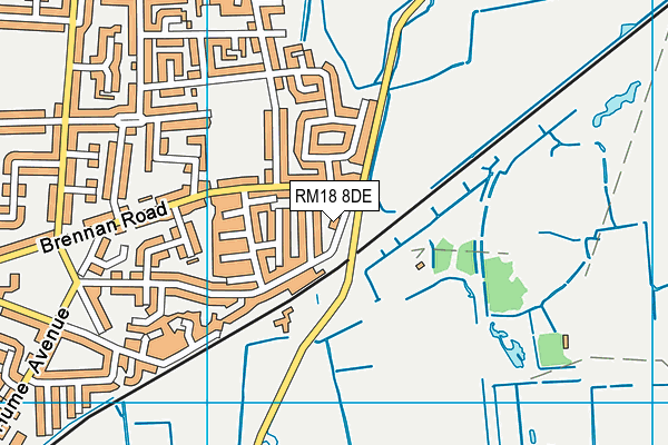 RM18 8DE map - OS VectorMap District (Ordnance Survey) RM18 8DE map - OS VectorMap District (Ordnance Survey)
