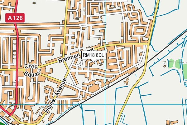 RM18 8DL map - OS VectorMap District (Ordnance Survey) RM18 8DL map - OS VectorMap District (Ordnance Survey)