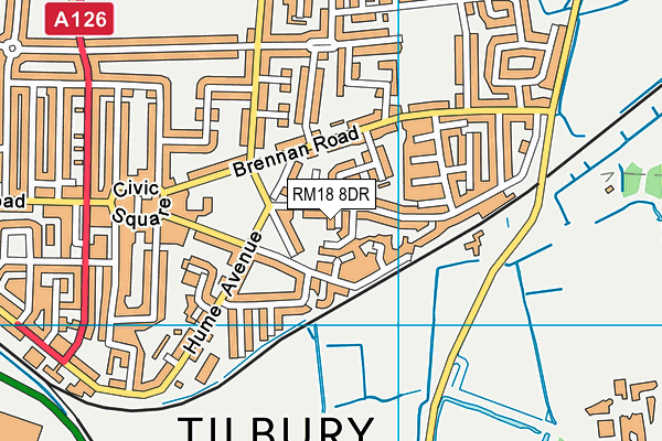 RM18 8DR map - OS VectorMap District (Ordnance Survey) RM18 8DR map - OS VectorMap District (Ordnance Survey)