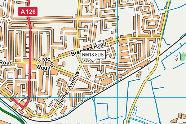 RM18 8DS map - OS VectorMap District (Ordnance Survey) RM18 8DS map - OS VectorMap District (Ordnance Survey)