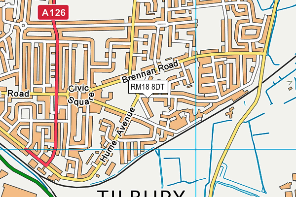 RM18 8DT map - OS VectorMap District (Ordnance Survey) RM18 8DT map - OS VectorMap District (Ordnance Survey)