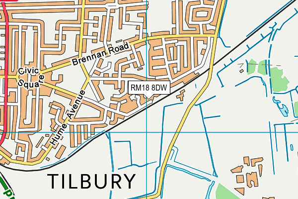 RM18 8DW map - OS VectorMap District (Ordnance Survey) RM18 8DW map - OS VectorMap District (Ordnance Survey)