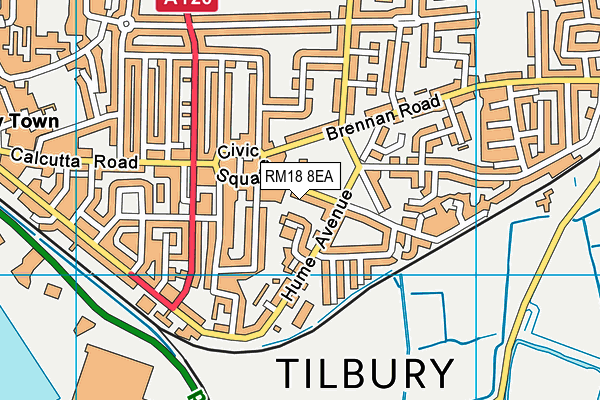 RM18 8EA map - OS VectorMap District (Ordnance Survey) RM18 8EA map - OS VectorMap District (Ordnance Survey)