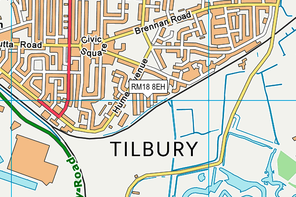 RM18 8EH map - OS VectorMap District (Ordnance Survey)