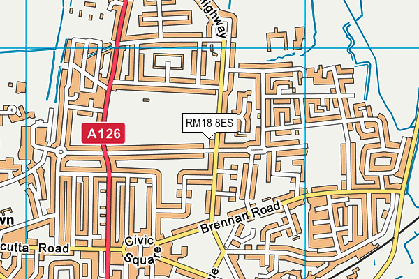 RM18 8ES map - OS VectorMap District (Ordnance Survey) RM18 8ES map - OS VectorMap District (Ordnance Survey)