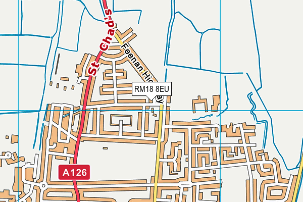 RM18 8EU map - OS VectorMap District (Ordnance Survey) RM18 8EU map - OS VectorMap District (Ordnance Survey)