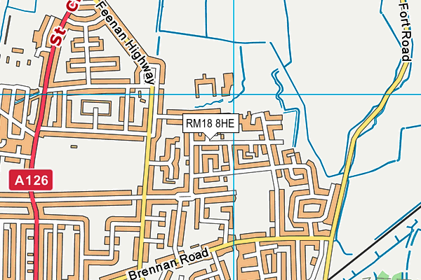 RM18 8HE map - OS VectorMap District (Ordnance Survey) RM18 8HE map - OS VectorMap District (Ordnance Survey)