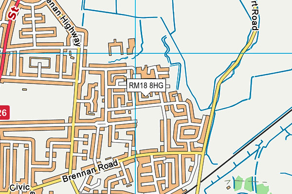 RM18 8HG map - OS VectorMap District (Ordnance Survey) RM18 8HG map - OS VectorMap District (Ordnance Survey)