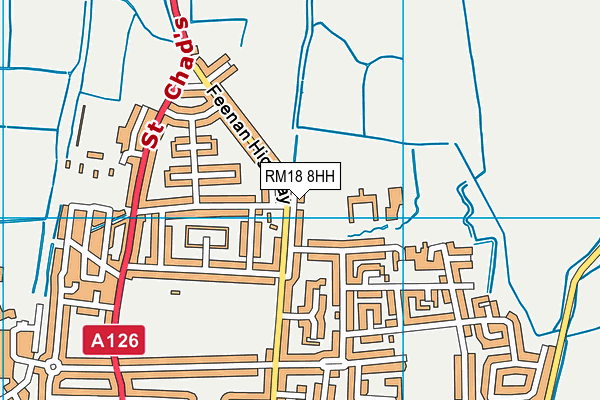 RM18 8HH map - OS VectorMap District (Ordnance Survey) RM18 8HH map - OS VectorMap District (Ordnance Survey)