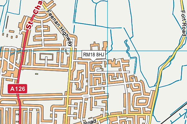 RM18 8HJ map - OS VectorMap District (Ordnance Survey) RM18 8HJ map - OS VectorMap District (Ordnance Survey)