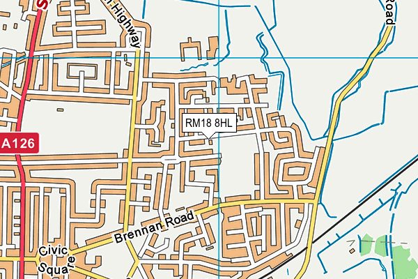 RM18 8HL map - OS VectorMap District (Ordnance Survey) RM18 8HL map - OS VectorMap District (Ordnance Survey)