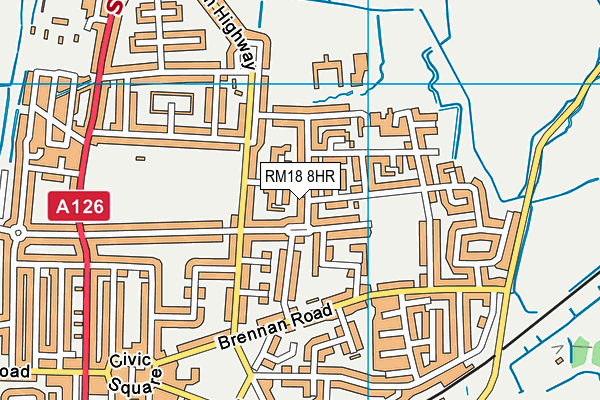 RM18 8HR map - OS VectorMap District (Ordnance Survey) RM18 8HR map - OS VectorMap District (Ordnance Survey)