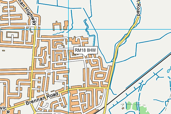 RM18 8HW map - OS VectorMap District (Ordnance Survey) RM18 8HW map - OS VectorMap District (Ordnance Survey)