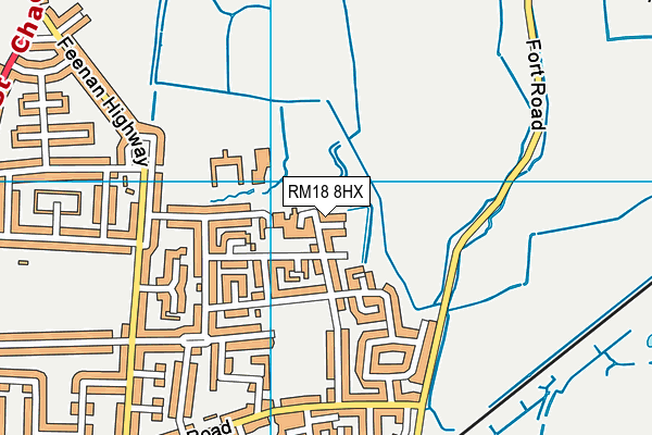 RM18 8HX map - OS VectorMap District (Ordnance Survey) RM18 8HX map - OS VectorMap District (Ordnance Survey)