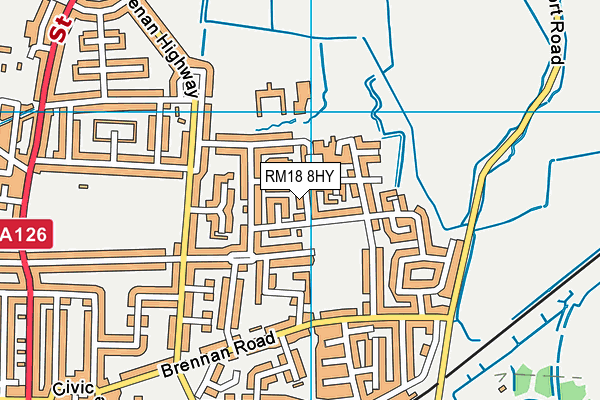 RM18 8HY map - OS VectorMap District (Ordnance Survey) RM18 8HY map - OS VectorMap District (Ordnance Survey)