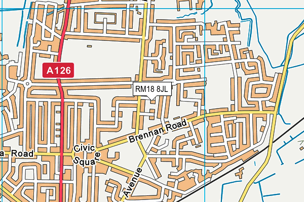 RM18 8JL map - OS VectorMap District (Ordnance Survey) RM18 8JL map - OS VectorMap District (Ordnance Survey)