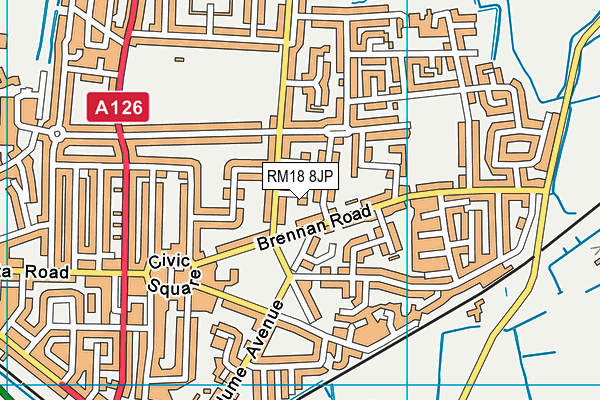 RM18 8JP map - OS VectorMap District (Ordnance Survey) RM18 8JP map - OS VectorMap District (Ordnance Survey)