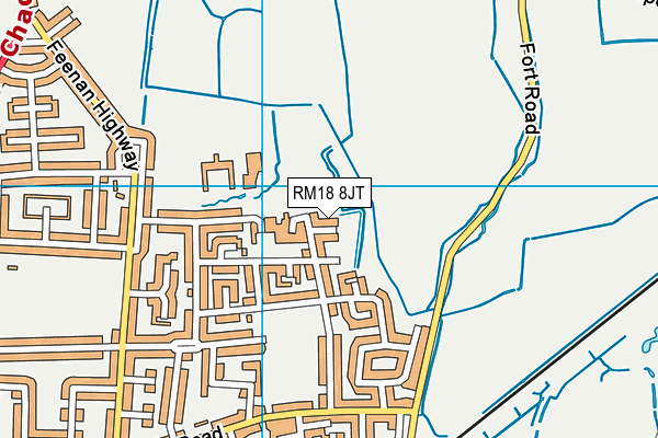 RM18 8JT map - OS VectorMap District (Ordnance Survey) RM18 8JT map - OS VectorMap District (Ordnance Survey)