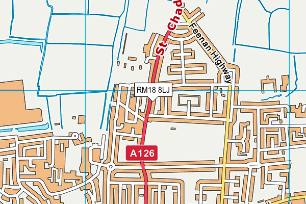 RM18 8LJ map - OS VectorMap District (Ordnance Survey) RM18 8LJ map - OS VectorMap District (Ordnance Survey)