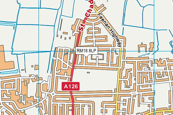 RM18 8LP map - OS VectorMap District (Ordnance Survey)