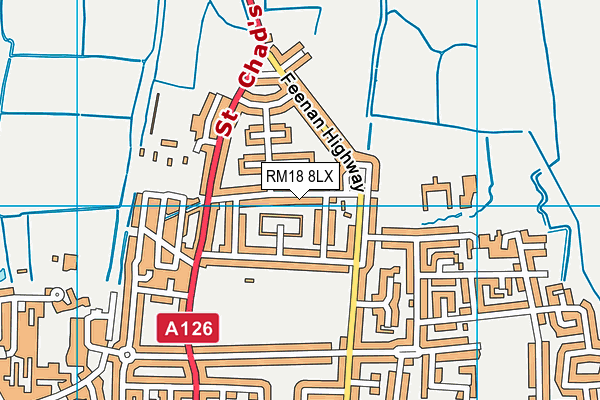 RM18 8LX map - OS VectorMap District (Ordnance Survey) RM18 8LX map - OS VectorMap District (Ordnance Survey)