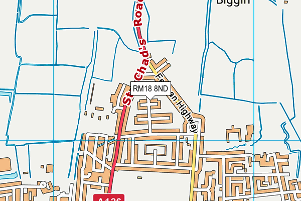 RM18 8ND map - OS VectorMap District (Ordnance Survey) RM18 8ND map - OS VectorMap District (Ordnance Survey)