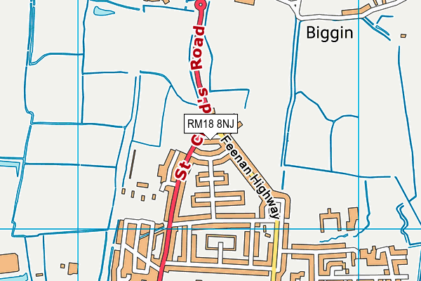RM18 8NJ map - OS VectorMap District (Ordnance Survey) RM18 8NJ map - OS VectorMap District (Ordnance Survey)
