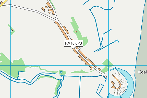 RM18 8PB map - OS VectorMap District (Ordnance Survey) RM18 8PB map - OS VectorMap District (Ordnance Survey)