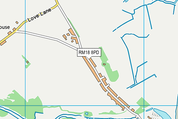 RM18 8PD map - OS VectorMap District (Ordnance Survey) RM18 8PD map - OS VectorMap District (Ordnance Survey)