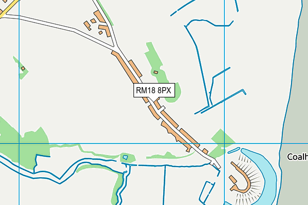 RM18 8PX map - OS VectorMap District (Ordnance Survey) RM18 8PX map - OS VectorMap District (Ordnance Survey)