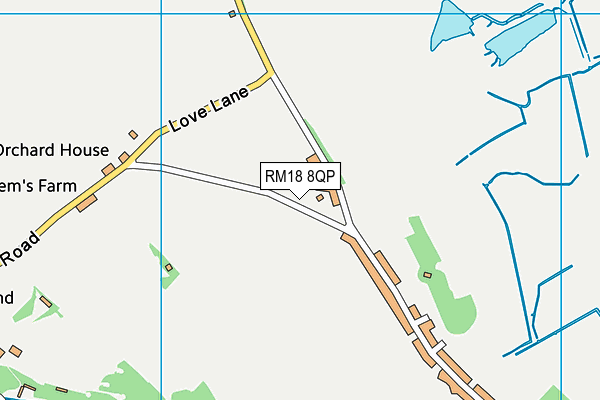 RM18 8QP map - OS VectorMap District (Ordnance Survey) RM18 8QP map - OS VectorMap District (Ordnance Survey)