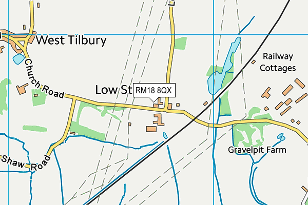 RM18 8QX map - OS VectorMap District (Ordnance Survey) RM18 8QX map - OS VectorMap District (Ordnance Survey)