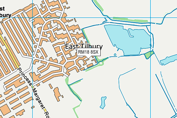 RM18 8SX map - OS VectorMap District (Ordnance Survey)