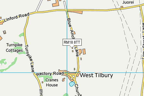 RM18 8TT map - OS VectorMap District (Ordnance Survey) RM18 8TT map - OS VectorMap District (Ordnance Survey)