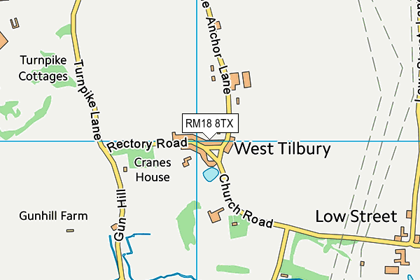 RM18 8TX map - OS VectorMap District (Ordnance Survey) RM18 8TX map - OS VectorMap District (Ordnance Survey)
