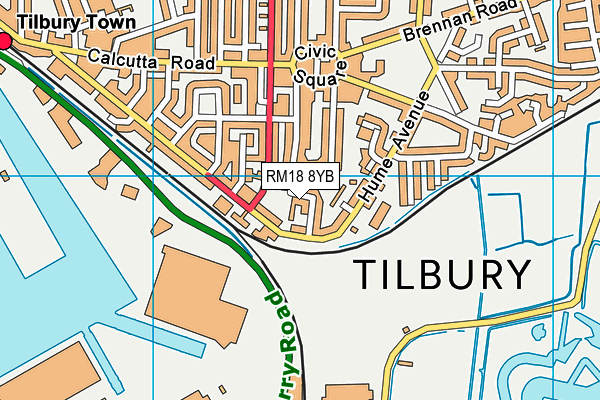 RM18 8YB map - OS VectorMap District (Ordnance Survey) RM18 8YB map - OS VectorMap District (Ordnance Survey)